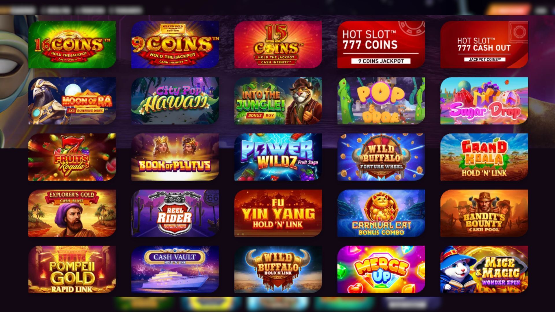 Depicted is a screenshot emphasizing the selection of Online Pokies at Ricky Casino for Australian players.