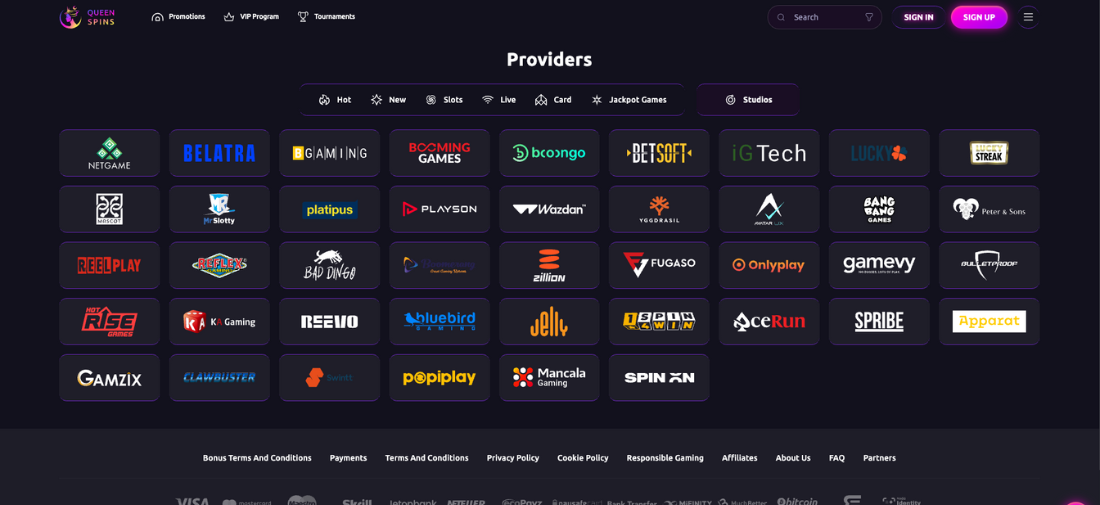 Get to know the software partners behind Queenspins Casino, crucial for understanding the quality and variety of gaming content.