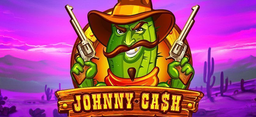 Imagine a quirky character, Johnny Cash, depicted as a hybrid of a cactus and an outlaw, wielding Western-style guns.