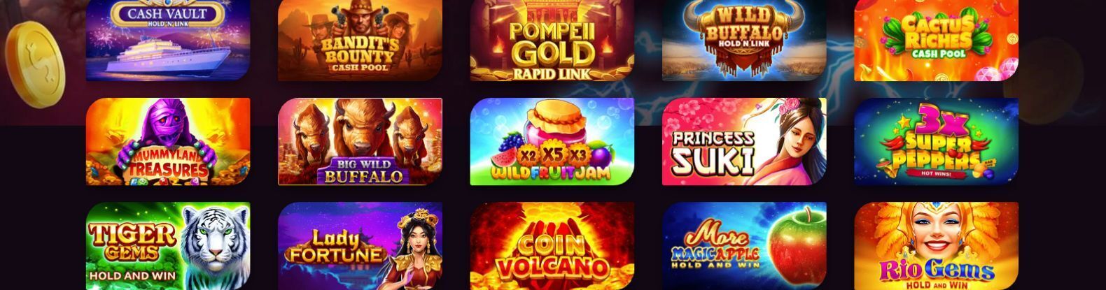 A snapshot of the game selection available at DundeeSlots Casino