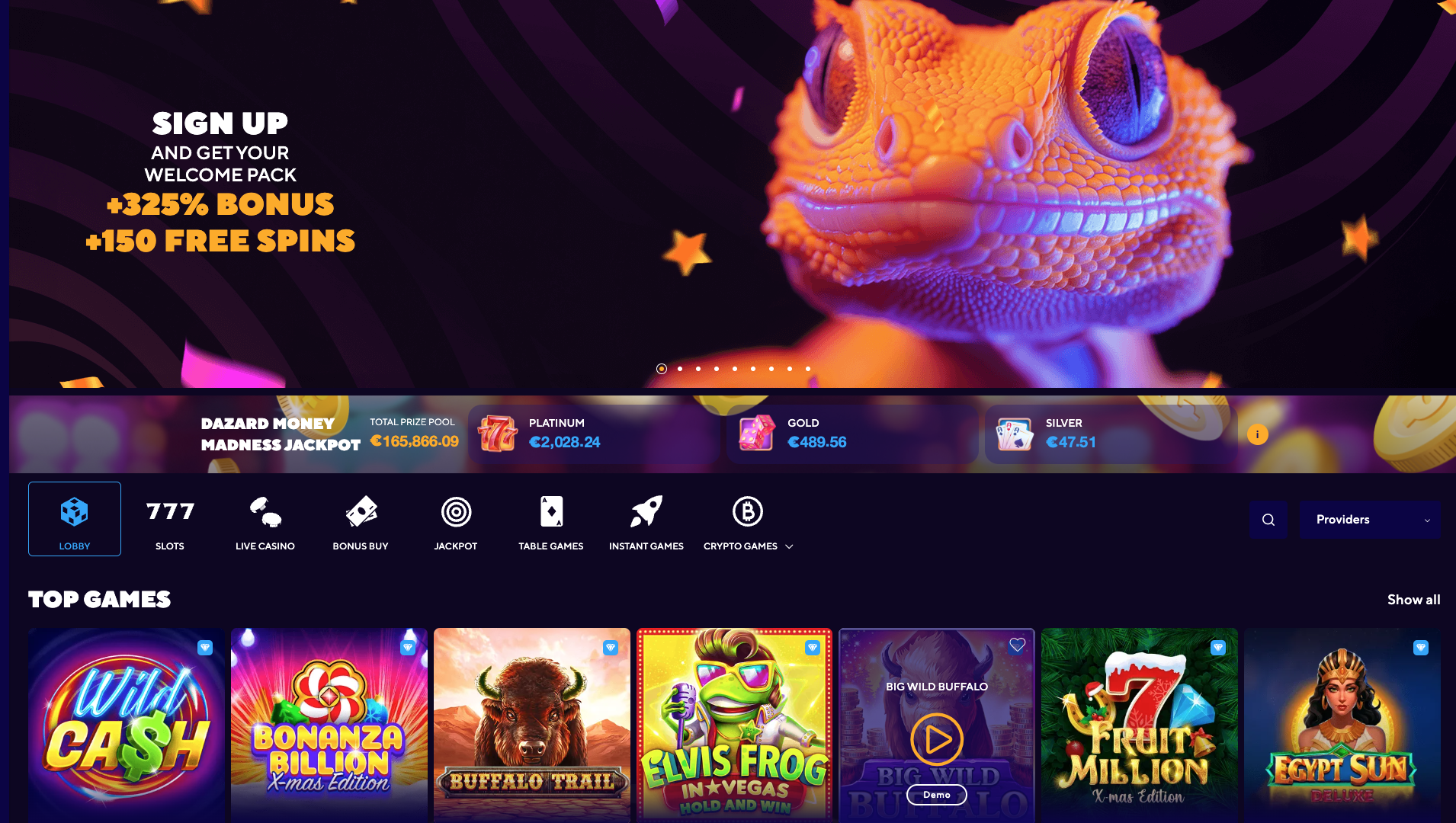 Dazard Casino Homepage