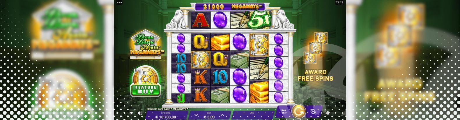 This is a visual rendition showcasing the Break Da Bank Slot Game by Microgaming.