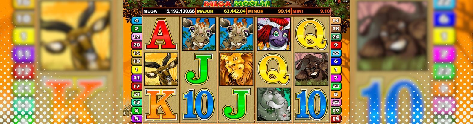 Pictured here is the Mega Moolah Slot Game designed by Microgaming.