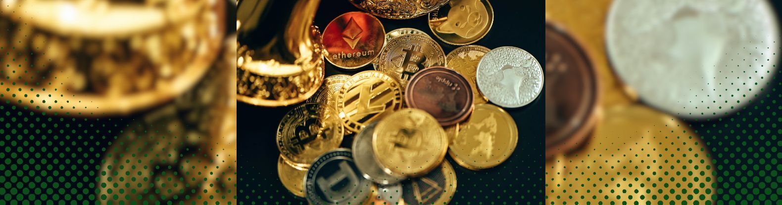Here’s an artistic representation of cryptocurrency coins.