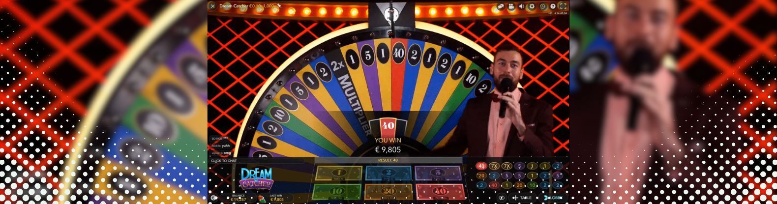 Here, an image captures the engaging Dream Catcher Casino Game by Evolution.