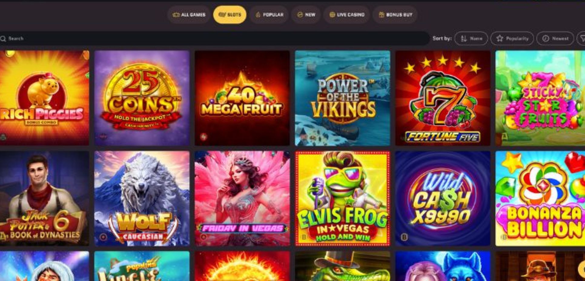 Experience the eye-catching game symbols featured on a 6x2 grid with vibrant logos at Wanted Win Casino.