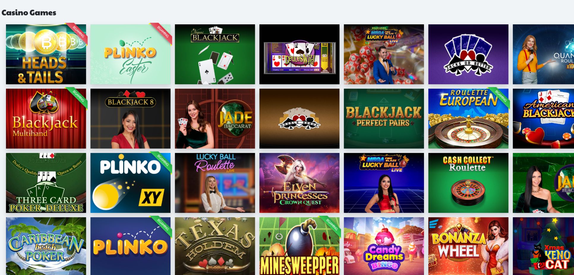 Colorful icons representing the various casino games available at Ripper Casino, set in a 7x4 grid on a soft grey backdrop.