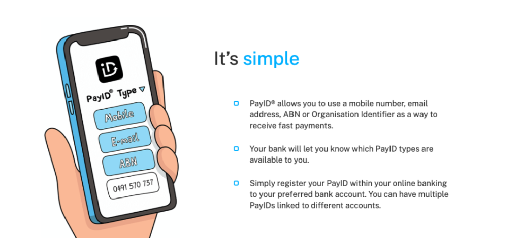 View of a smartphone displaying the PayID app interface, highlighting a user-friendly payment option menu.