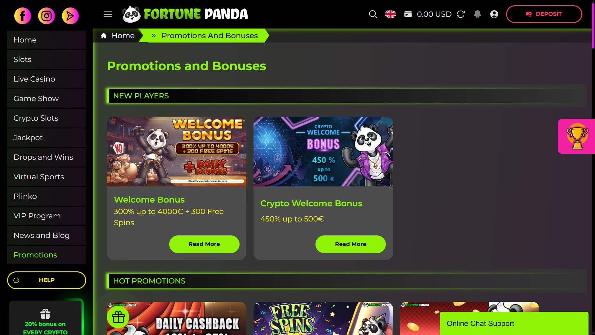 Special Promotions at Fortune Panda Casino