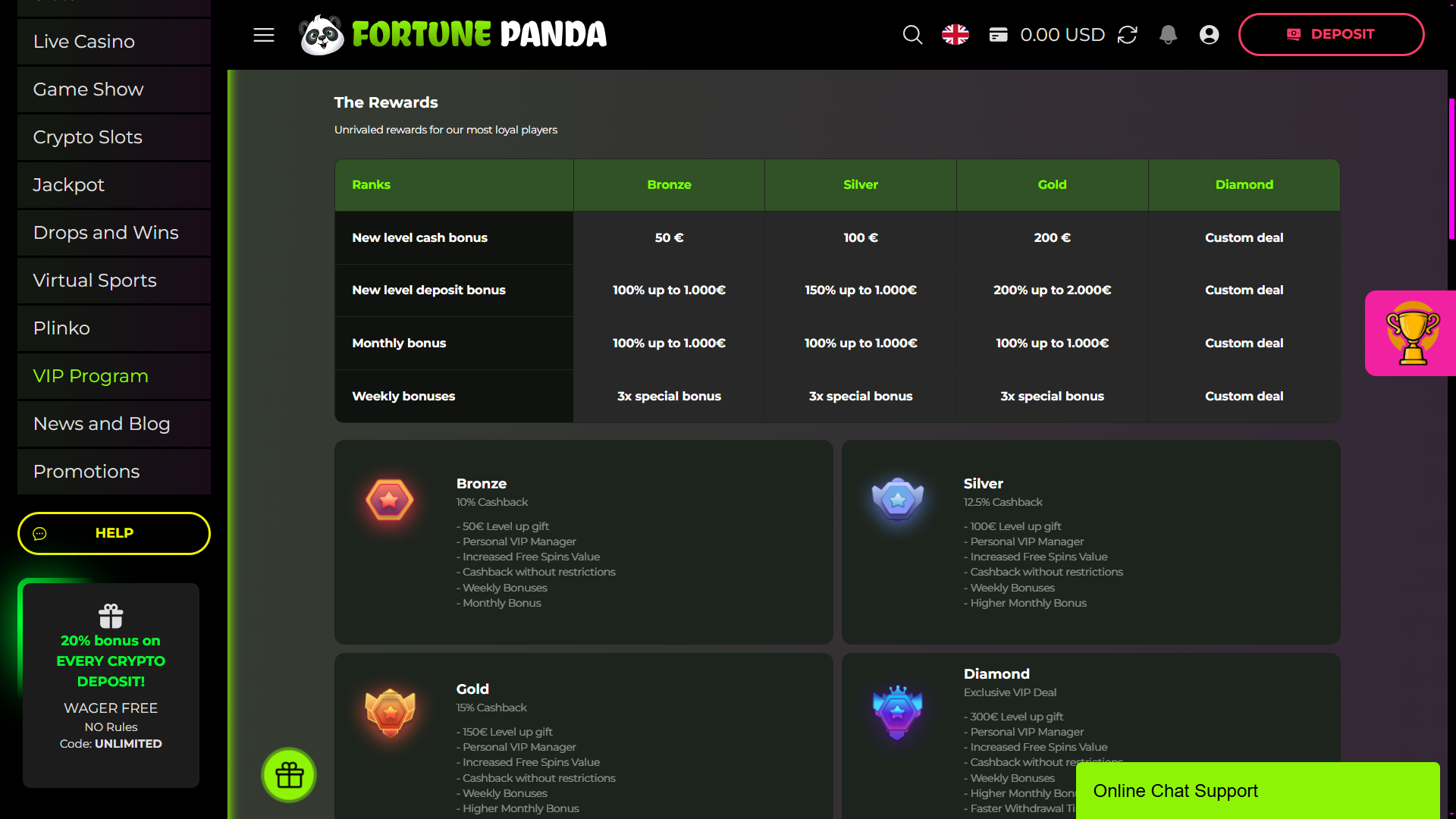 Exclusive Membership Program at Fortune Panda Casino