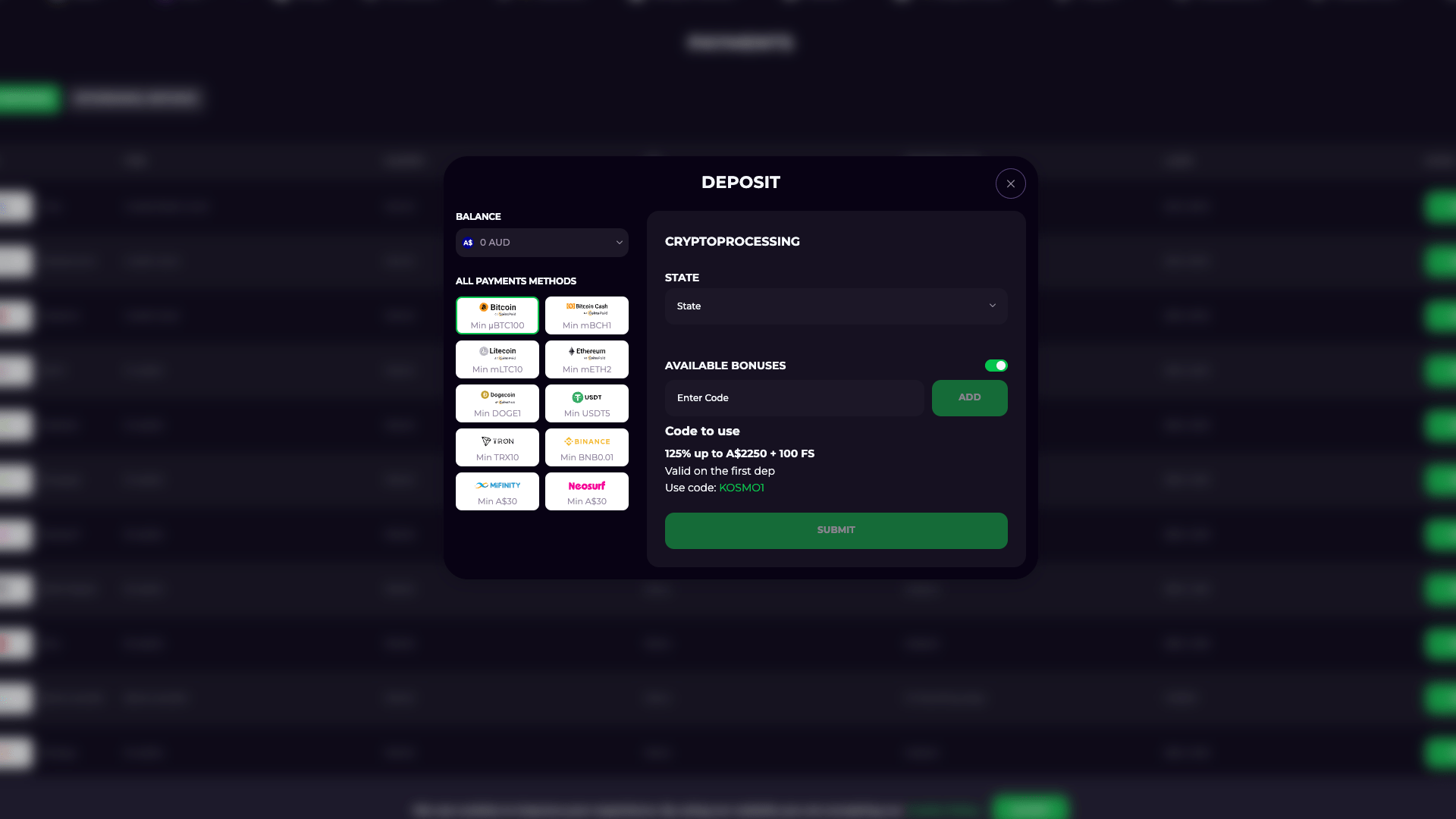 Kosmonaut Deposits