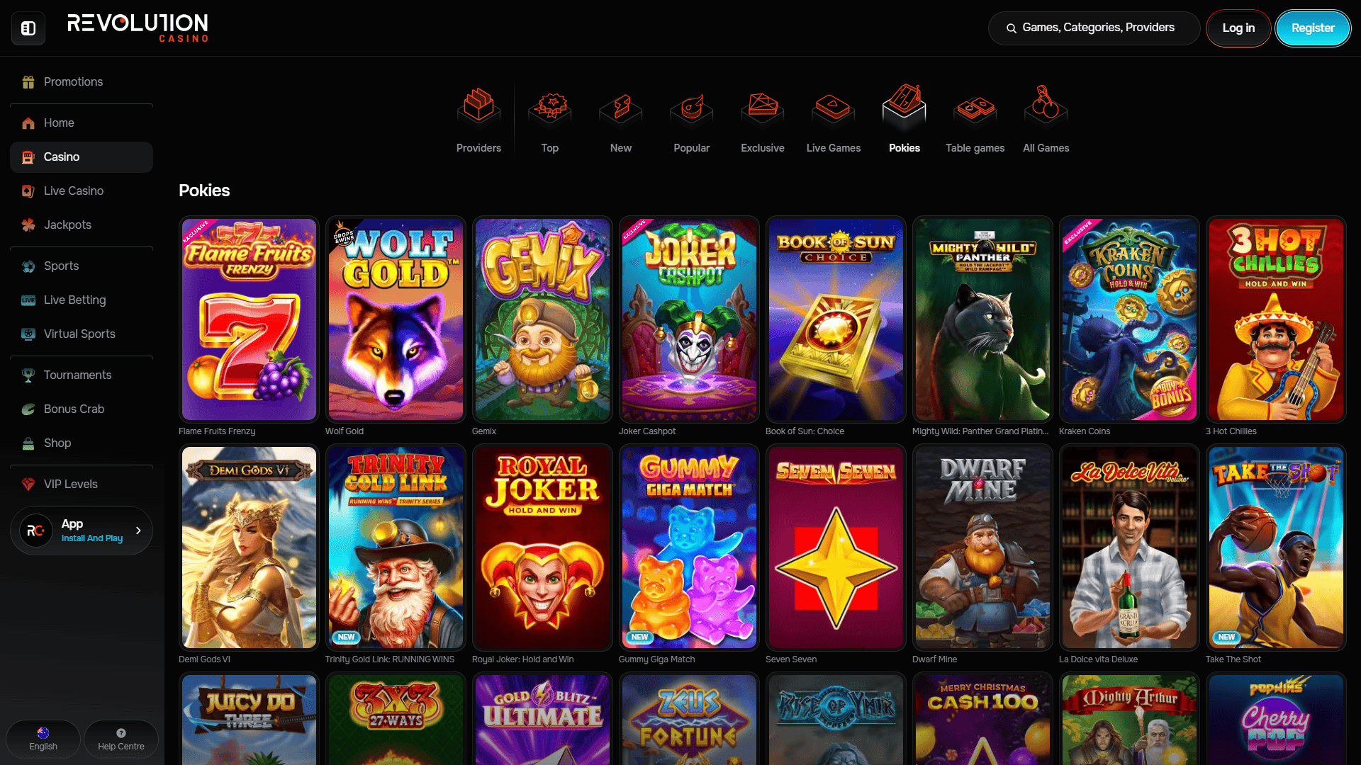 Revolution Casino - Pokies